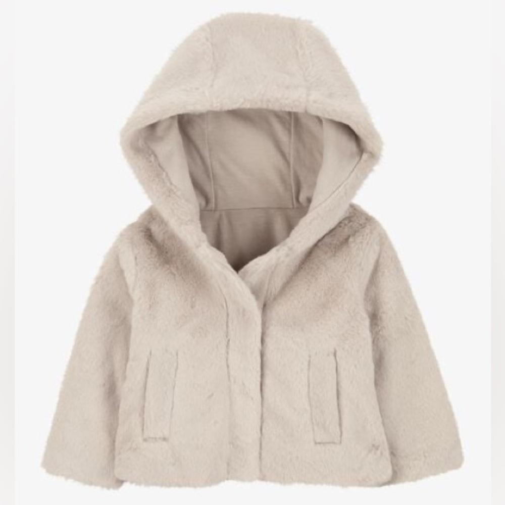 NWT Carter’s Baby Faux Fur Hooded Jacket- Ivory/ Size 9M